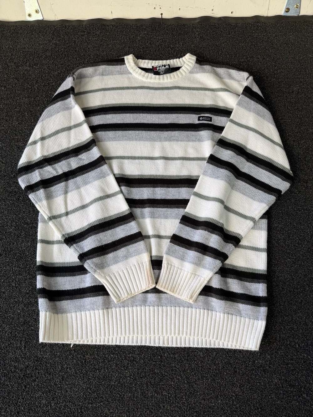 South Pole Vintage Y2K Striped Knit Crewneck Sweater